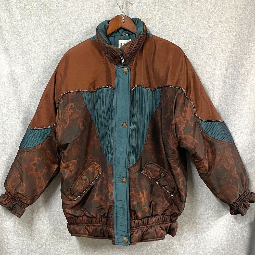 Vintage Jessica Stevens 80s 90s Colorblock Paisley Bomber Jacket Women’s M
